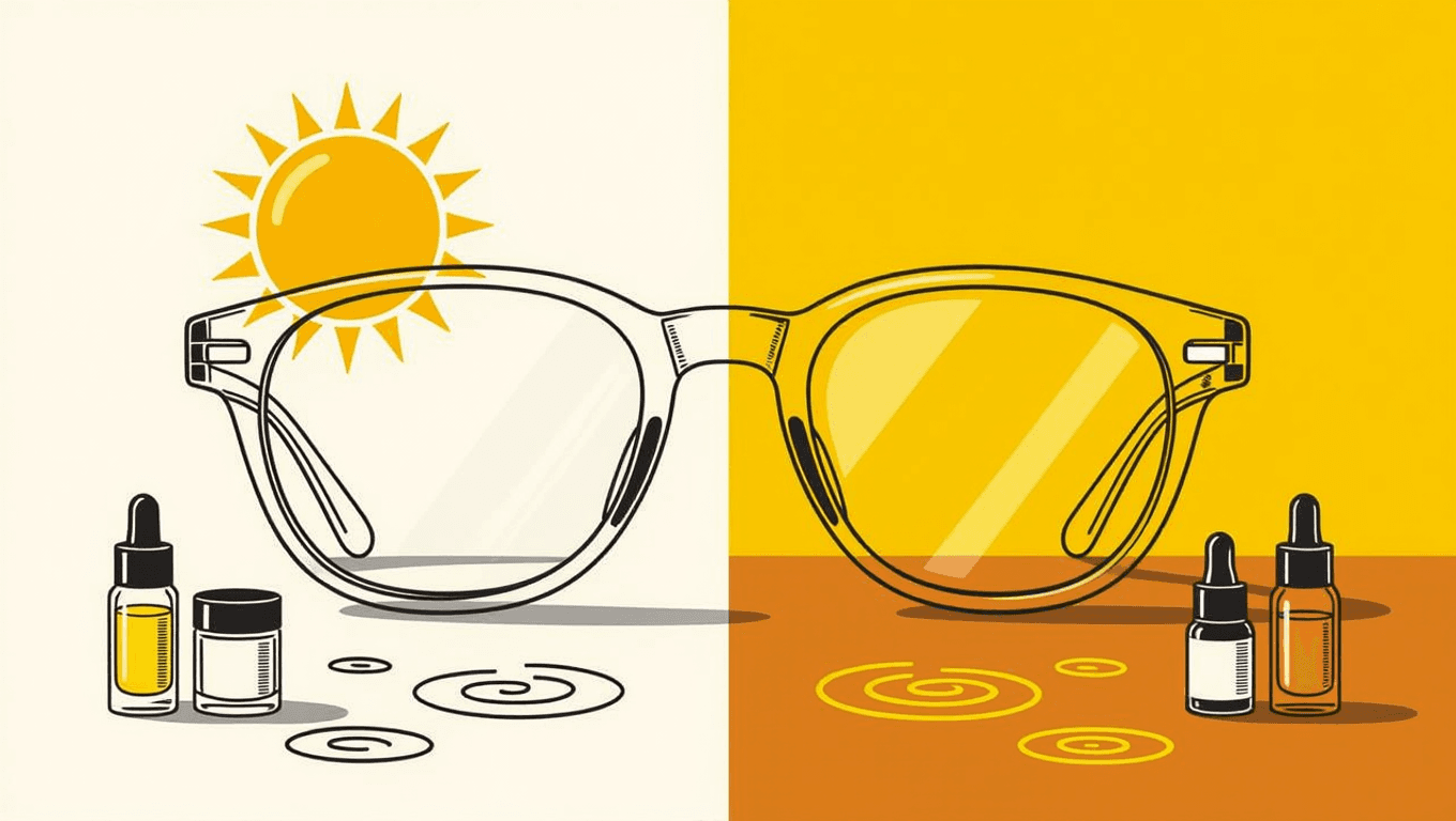 Why do rubber eyeglass nose pads turn yellow over time?