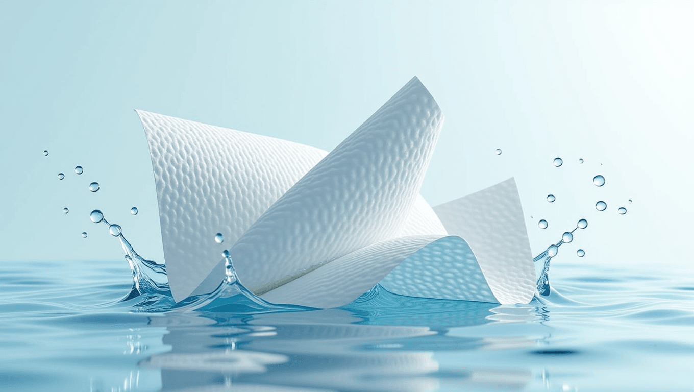 Illustration of soggy paper towel tearing