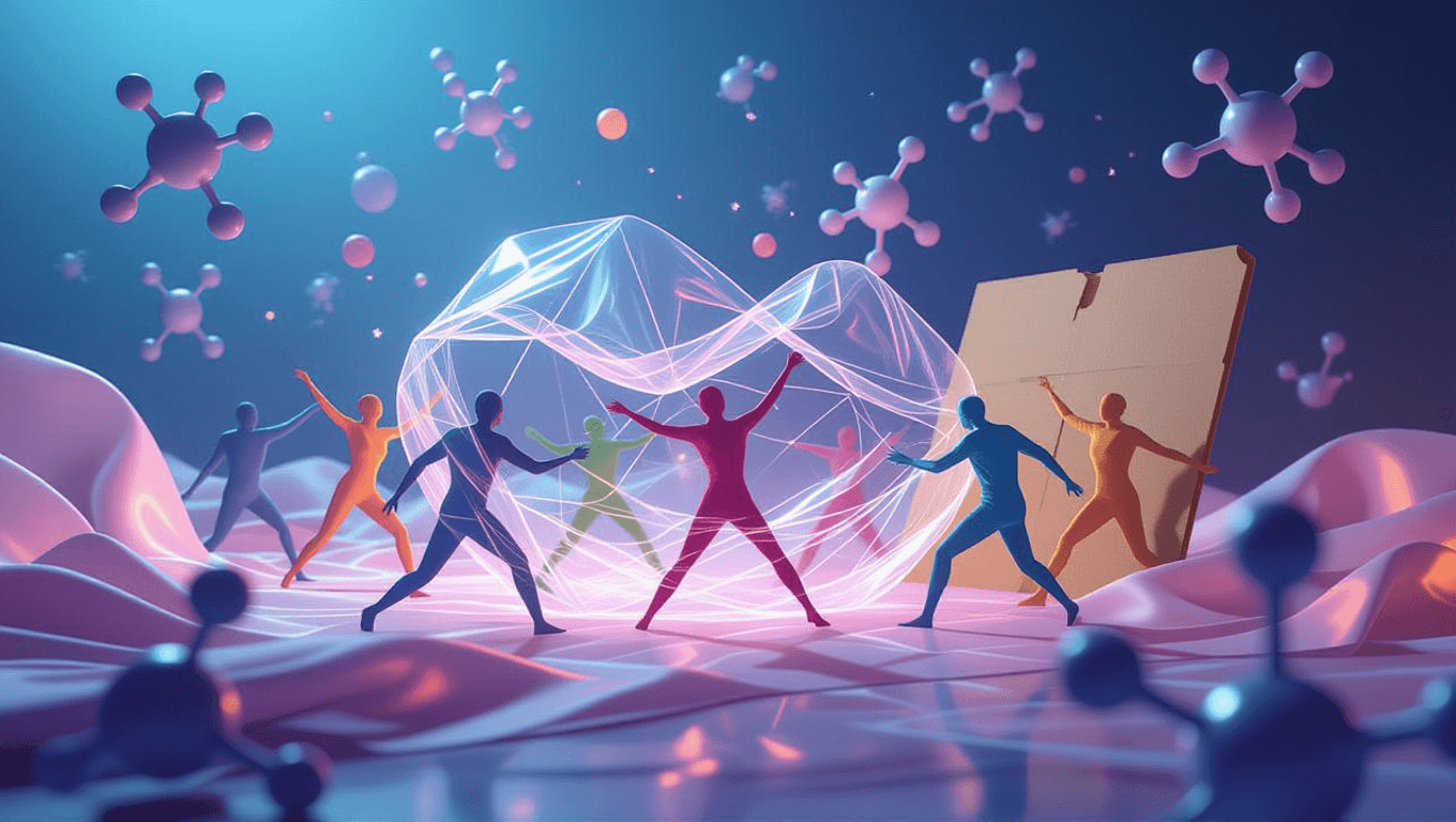 Microscopic mosh pit of plastic molecules