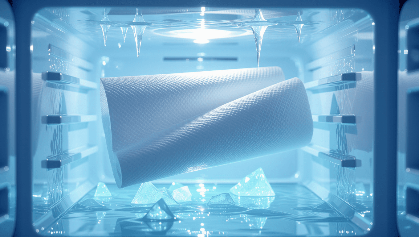 Frozen paper towel embodying airy lightness