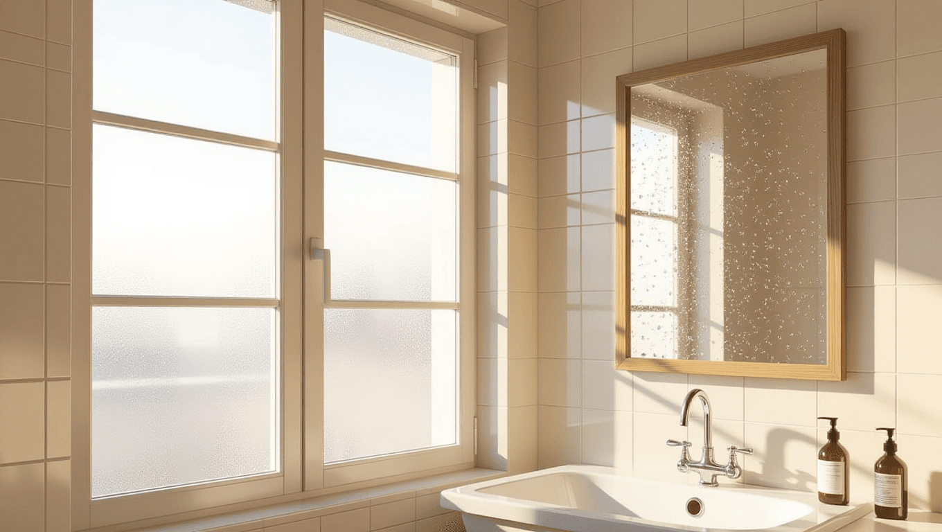 Bathroom mirror vs. window condensation illustration