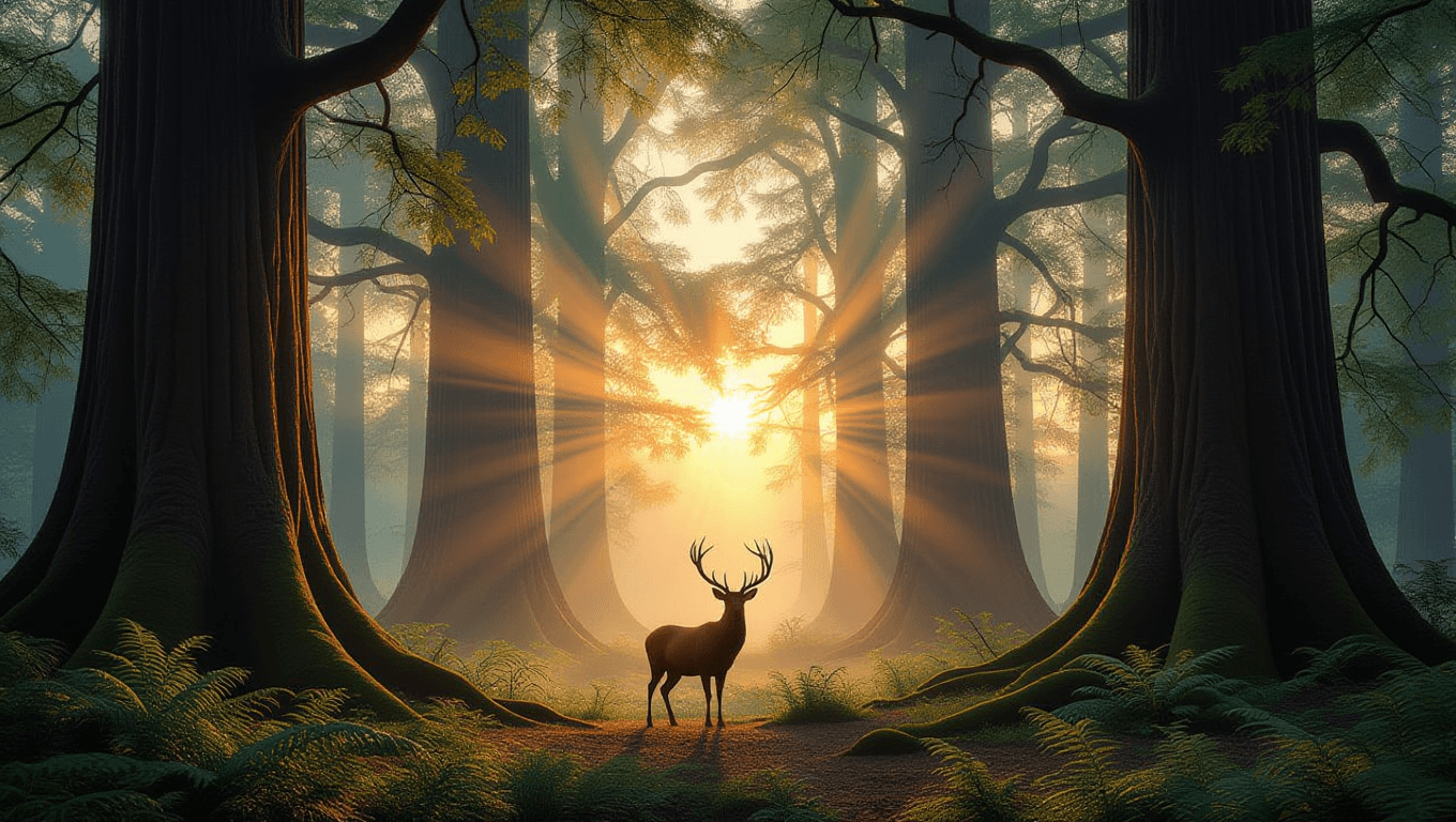 Majestic Sunrise in an Enchanted Forest