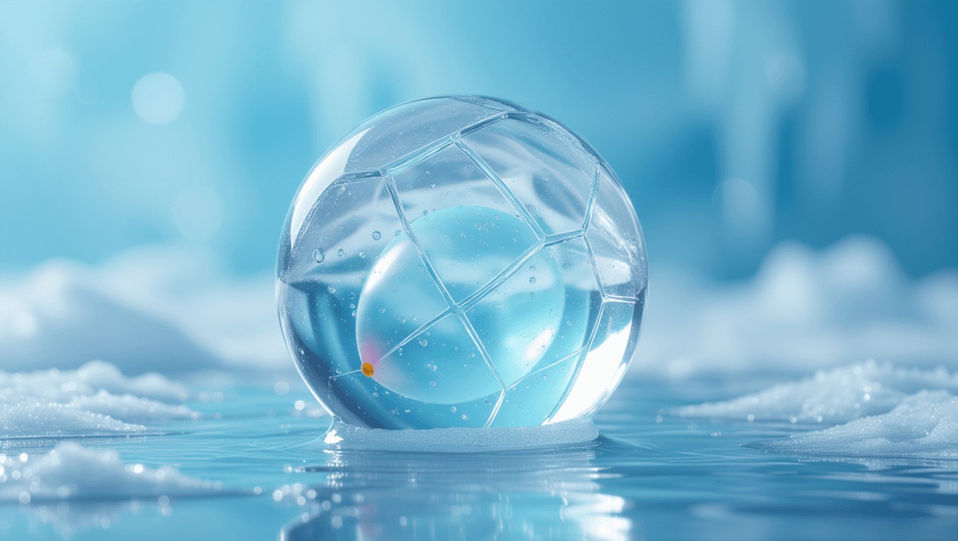 Frozen Balloon in Crystal Ice Sphere