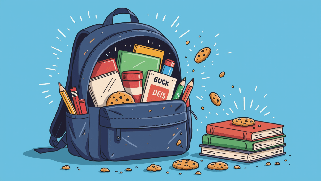 What makes crumbs stick to the bottom of a backpack?