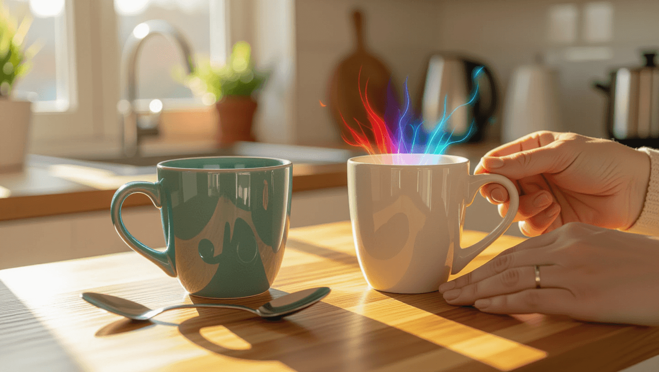 Thermal conductivity: cold spoon vs. cool mug