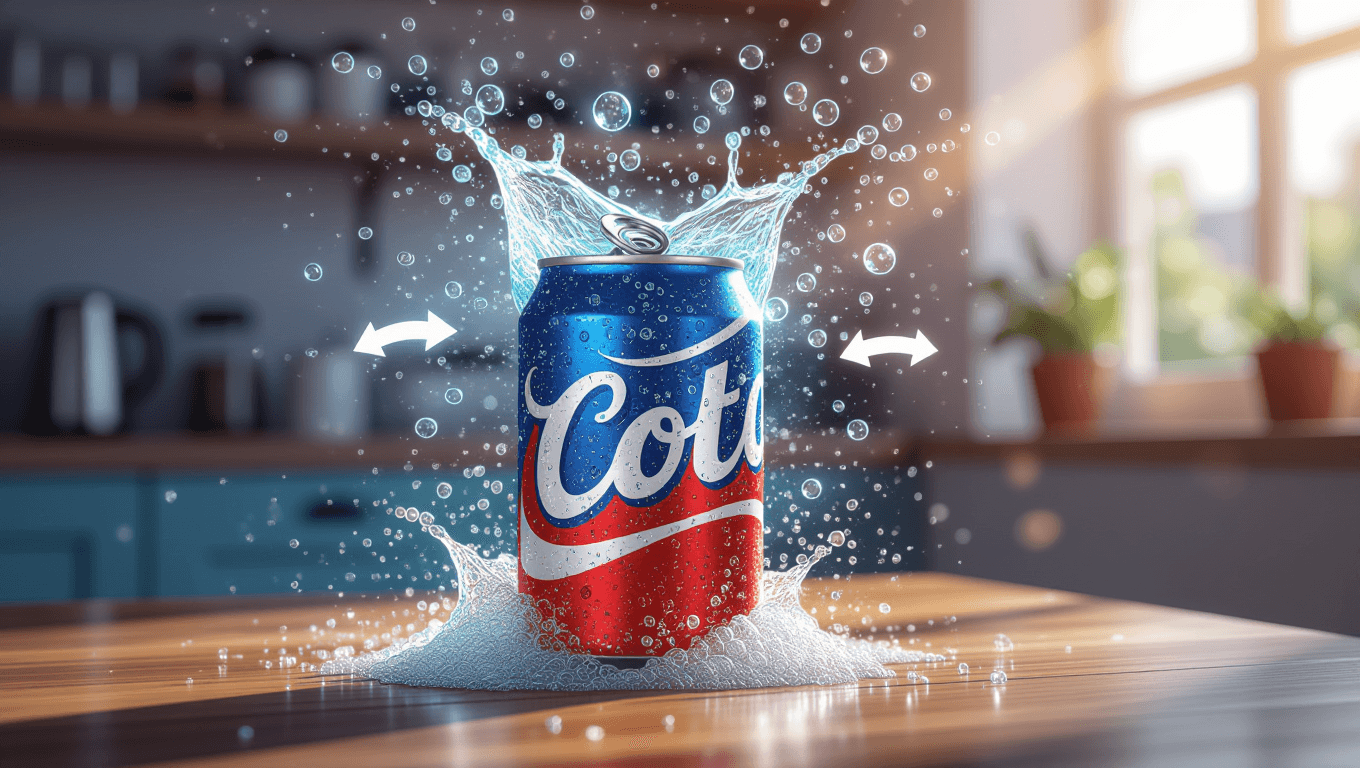 Dramatic soda fizziness with CO2 escape