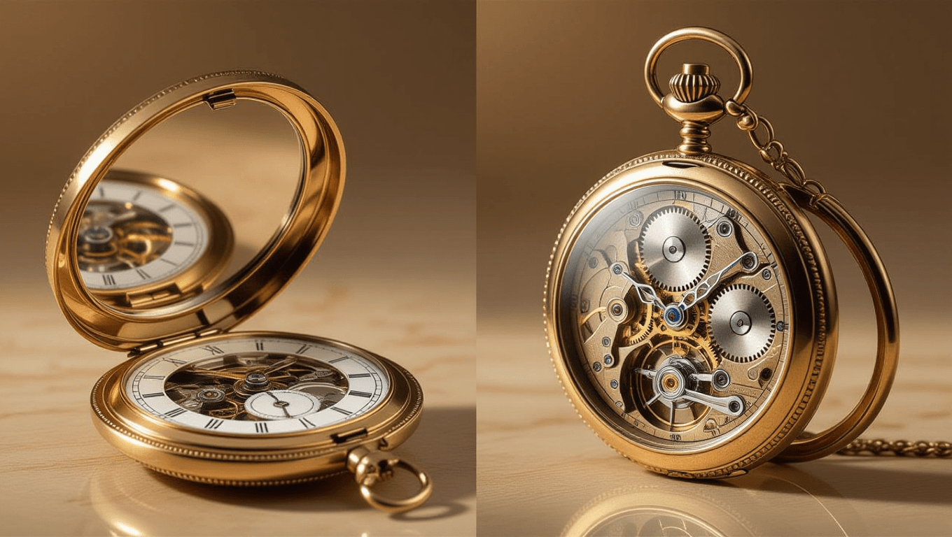 Antique pocket watch showcasing positional error